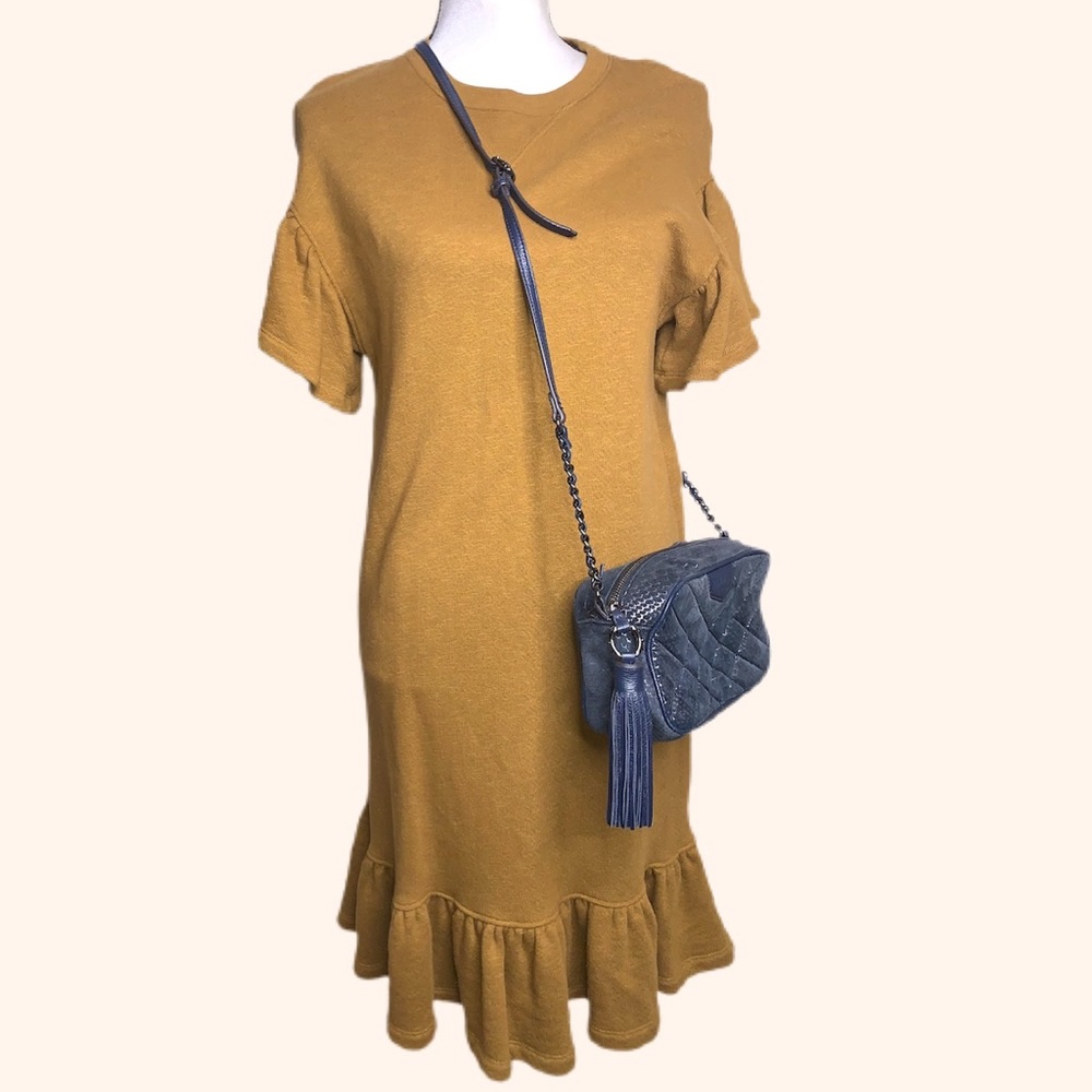 ULLA JOHNSON | Yellow Ruffle Hem Knit Dress P S